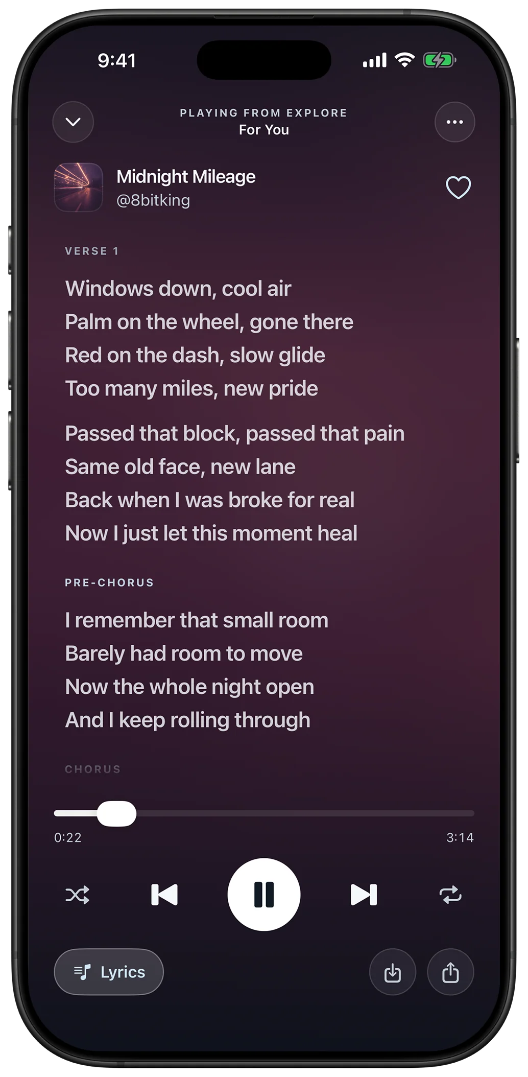 Lyrics in the Riff iPhone player
